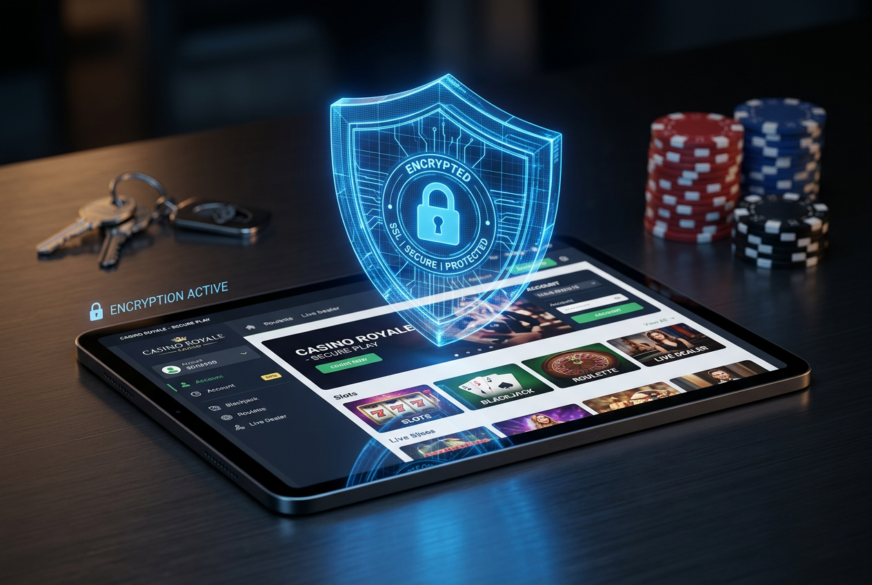 A digital security shield icon representing safe online gambling and data protection.