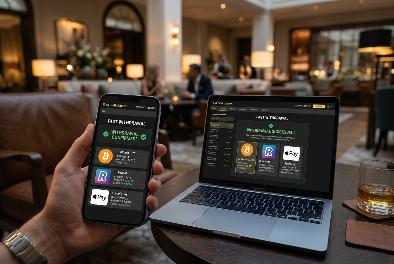 Interface ενός σύγχρονου online καζίνο που δείχνει επιλογές γρήγορης πληρωμής.